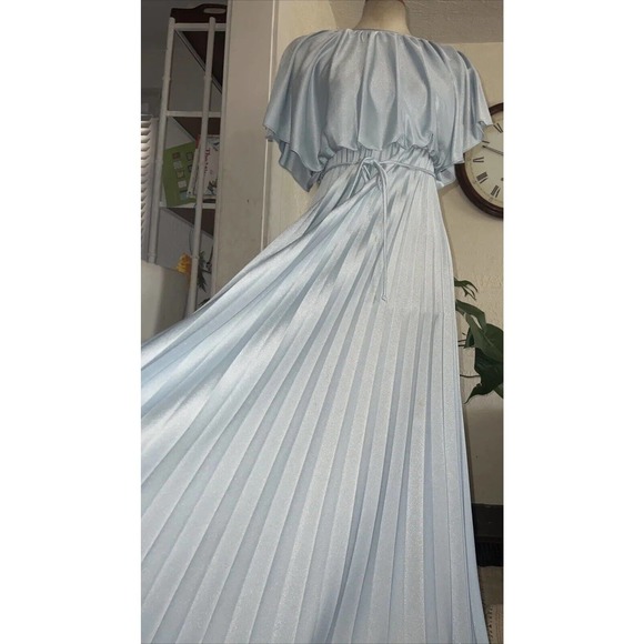 Vintage 60s 70s Pleated Prairie Maxi Prom Disco Maxi Hippie Grecian dress S - Picture 3 of 8